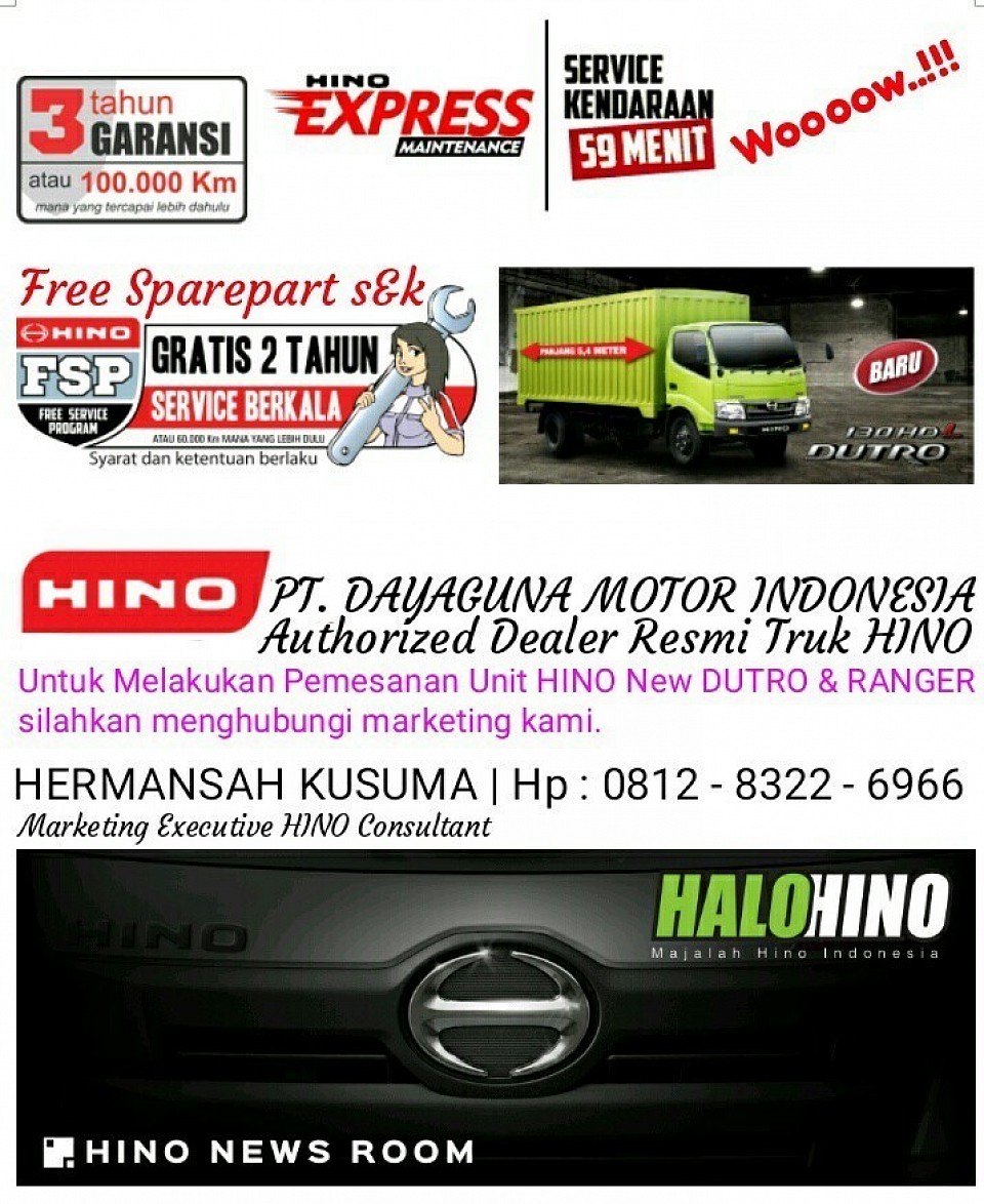 DEALER HINO JAKARTA (JABODETABEK) JAWA BARAT & BANTEN, hubungi Herman 0812-8322-6966